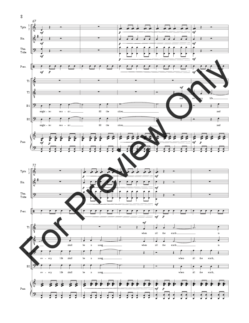 Every Life Shall Be a Song TTBB Full Score with Piano