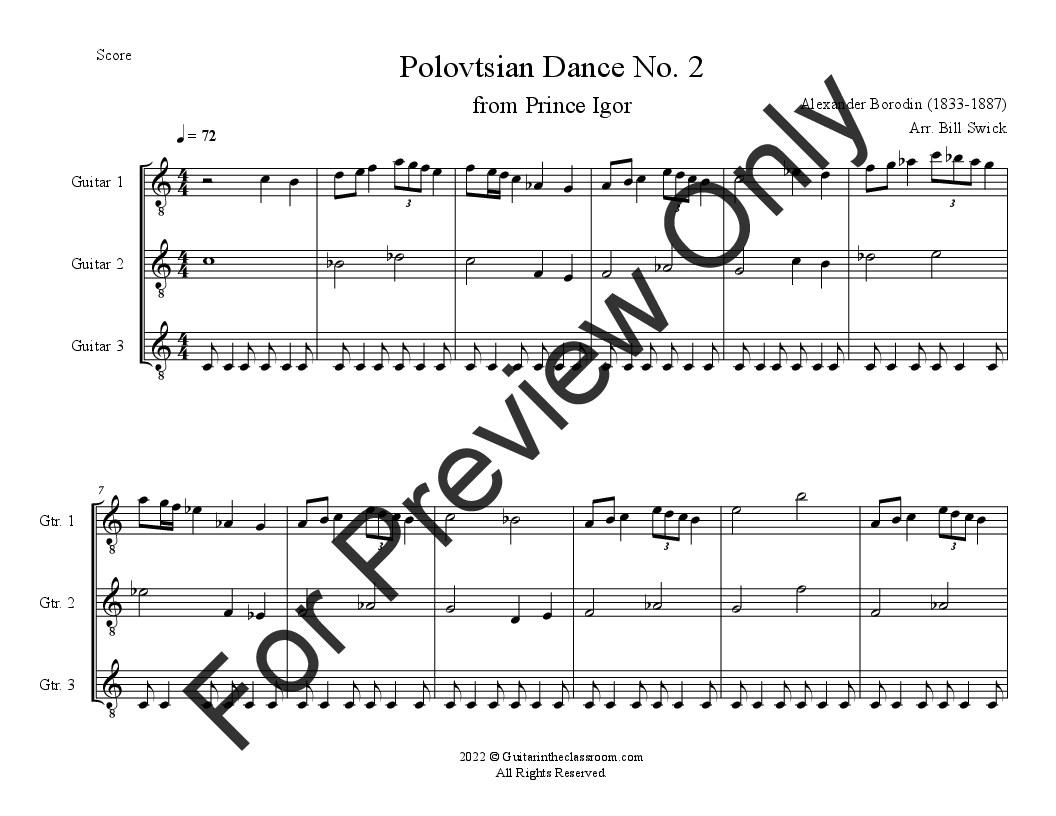 Polovtsian Dance No. 2 Guitar Trio P.O.D.