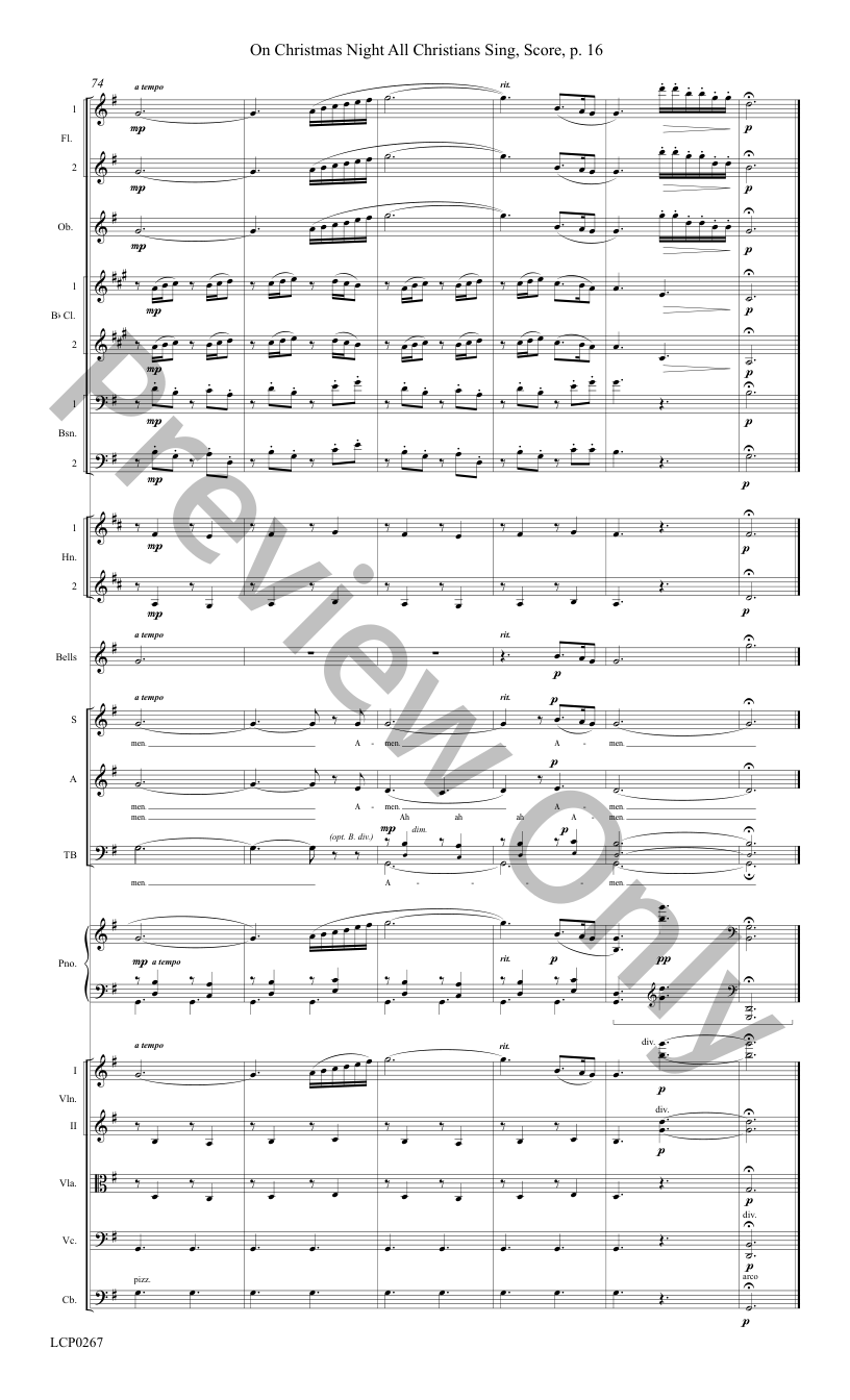 On Christmas Night All Christians Sing SATB INST PARTS P.O.D.
