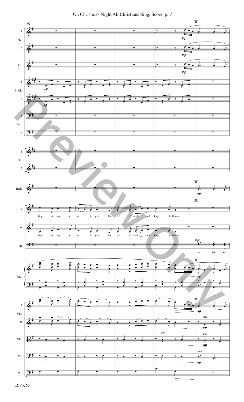 On Christmas Night All Christians Sing SATB INST PARTS P.O.D.