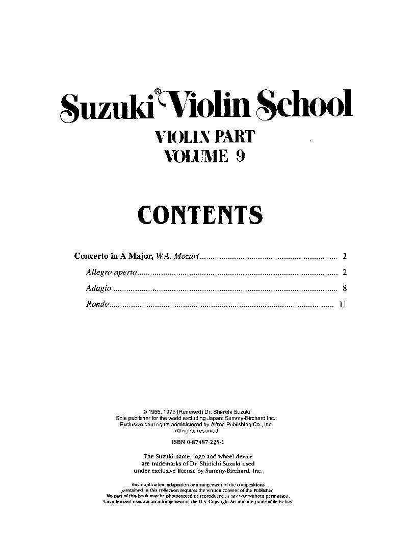 SUZUKI VIOLIN SCHOOL #9 VIOLIN