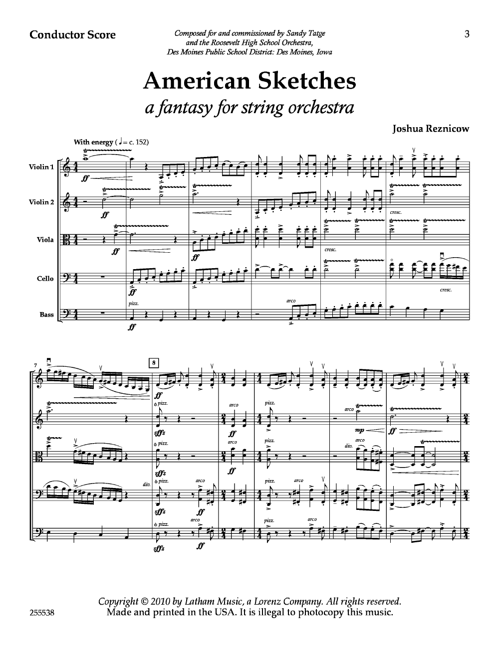 AMERICAN SKETCHES  FANTASY FOR STRING ORCHESTRA SCORE