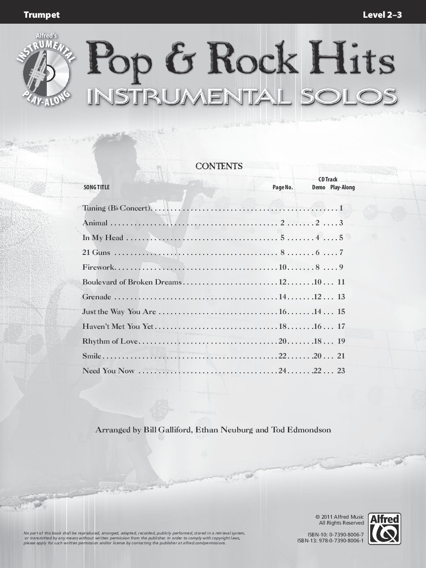 POP AND ROCK HITS INSTRUMENTAL SOLOS TRUMPET BK/CD