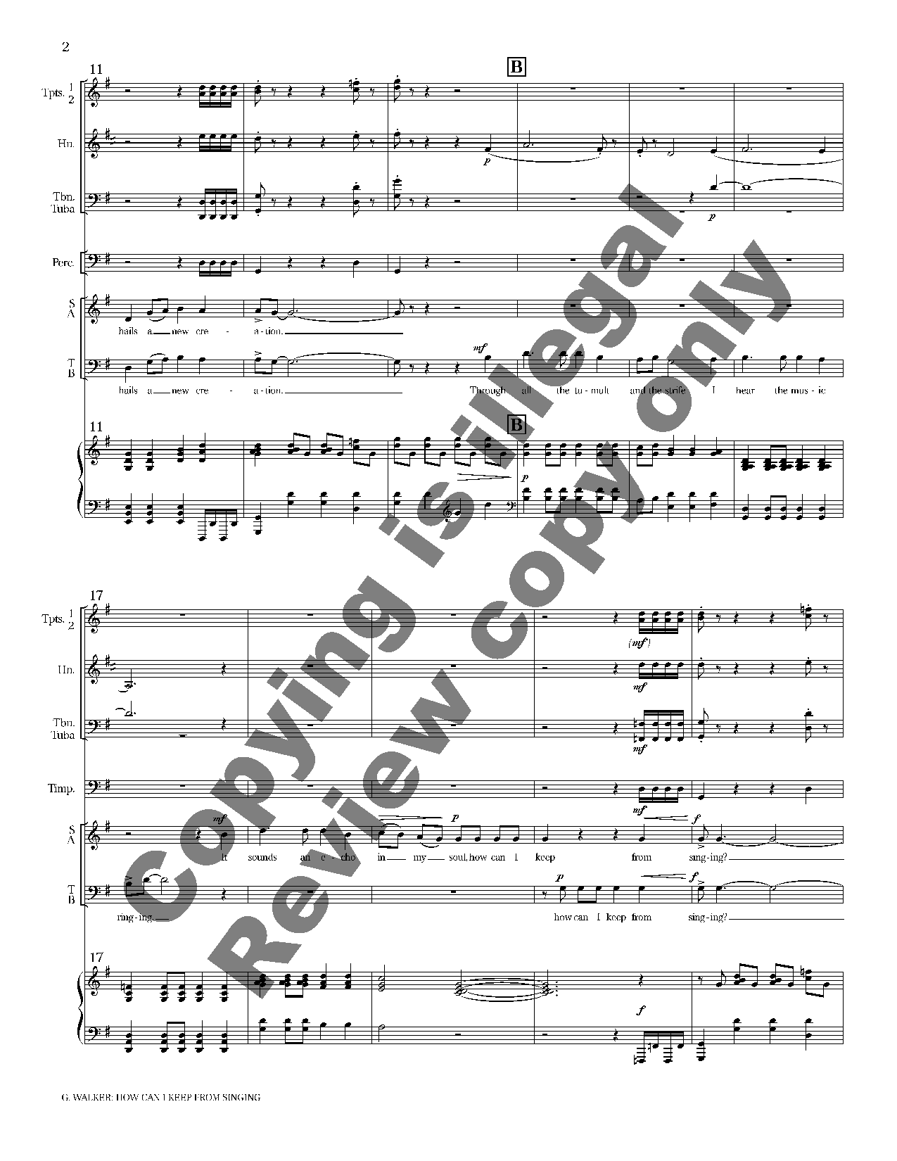 How Can I Keep From Singing Brass Full Score SATB
