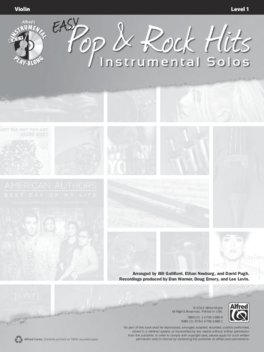 Easy Pop and Rock Hits Instrumental Solos Violin BK/ MP3 CD