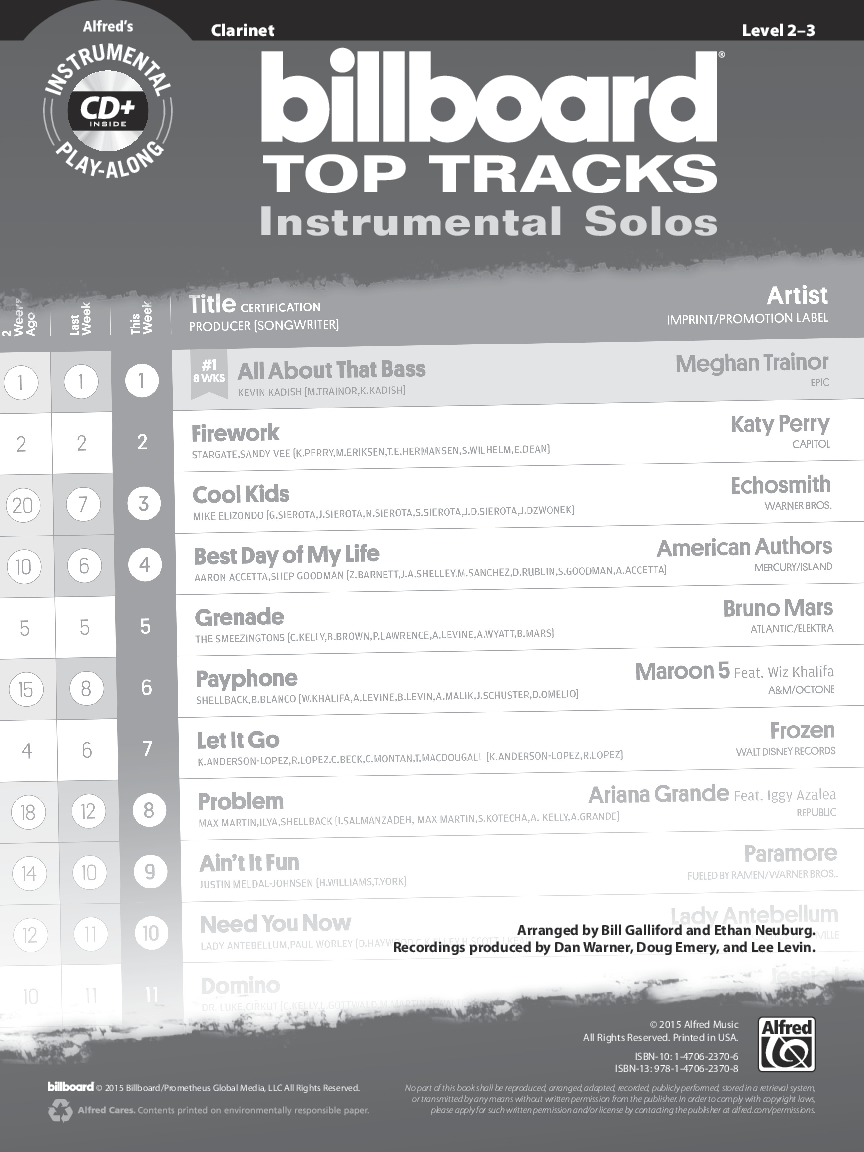 Billboard Top Tracks Instrumental Solos Clarinet BK/CD ROM