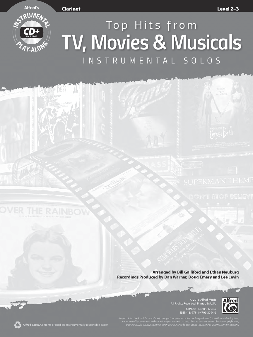 Top Hits from TV, Movies & Musicals Clarinet BK/CD