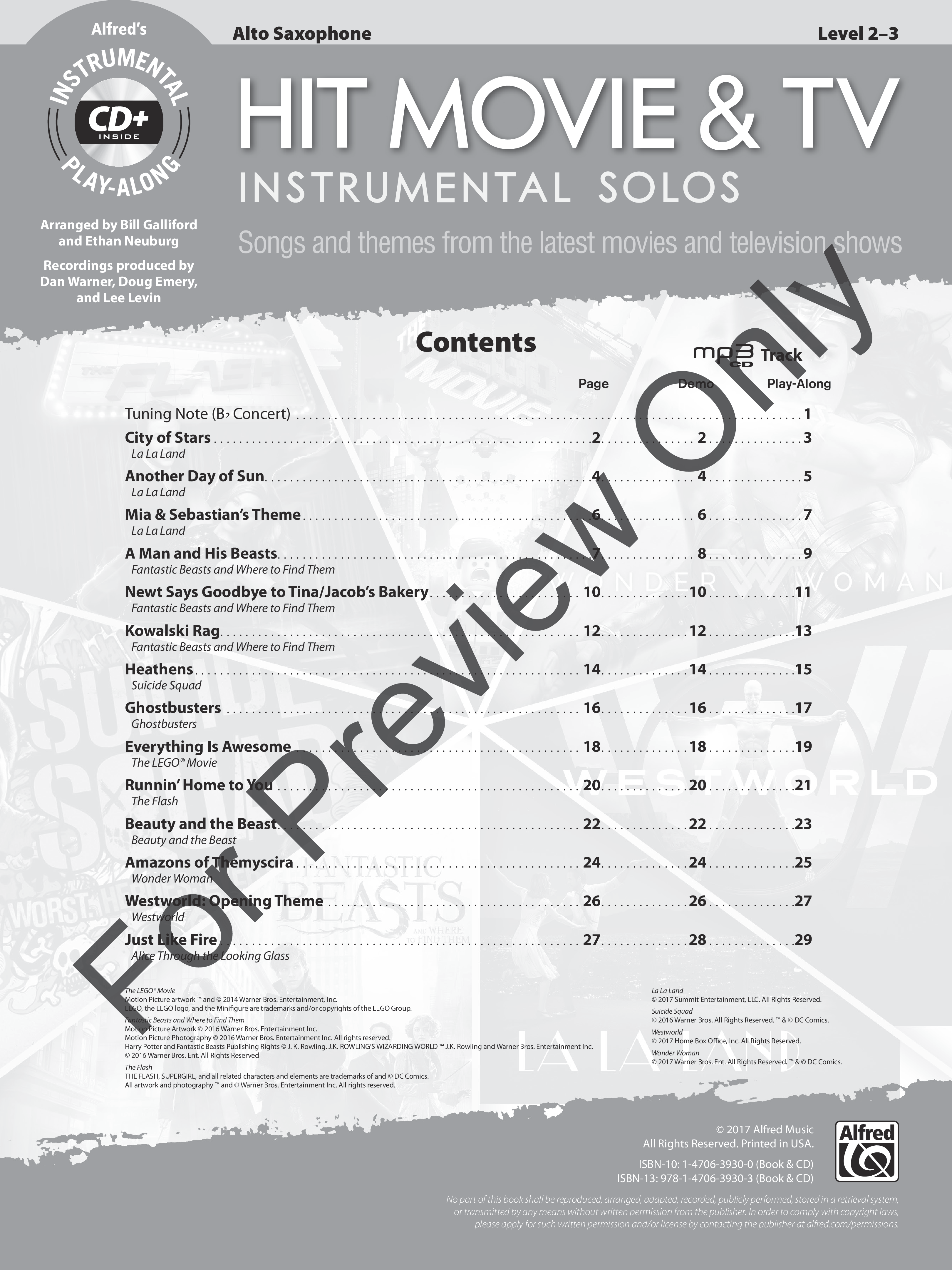 Hit Movie and TV Instrumental Solos Alto Sax Book/CD-ROM