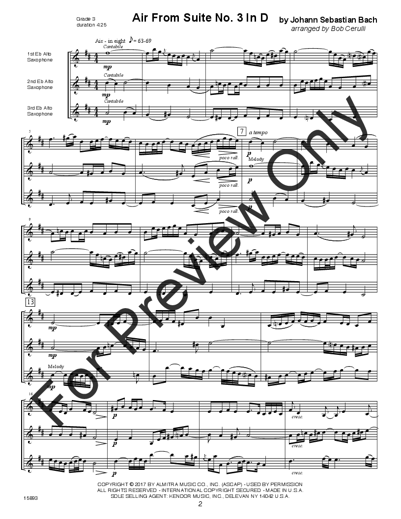 Familiar Classics for Three Alto Sax Trio