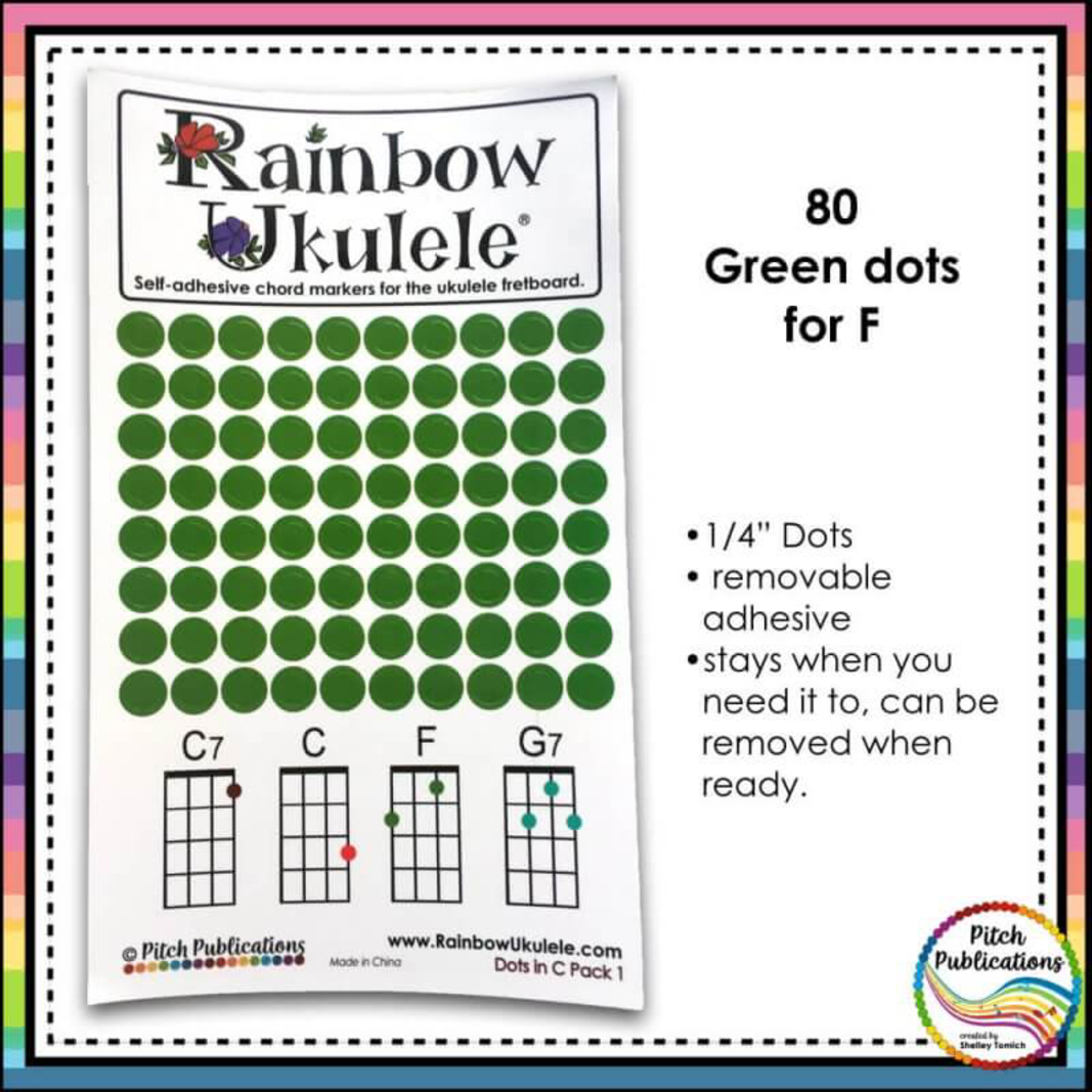 Rainbow Ukulele Colored Chord Dot Stickers Chord Dot Stickers (Hardcopy Item)
