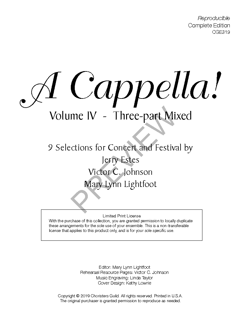 A Cappella! Volume IV - Three-Part Mixed Director's Edition