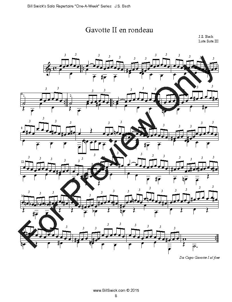 Bill Swick's Solo Repertoire Collection - Book 12 J.S. Bach