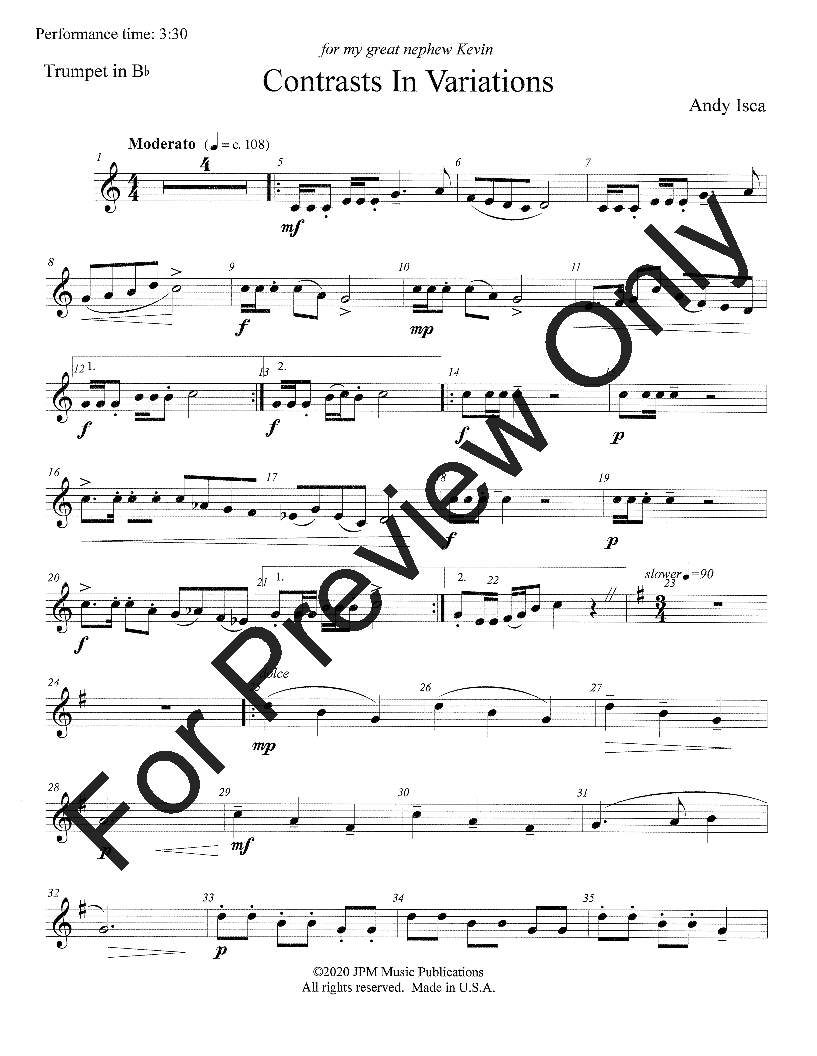 Contrasts in Variations Trumpet Solo with Piano