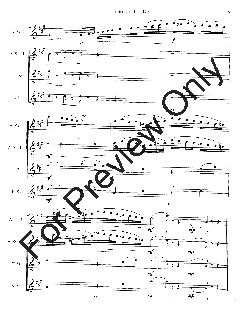 Quartet No. 10, K. 170 Adagio AATB Saxophone Quartet