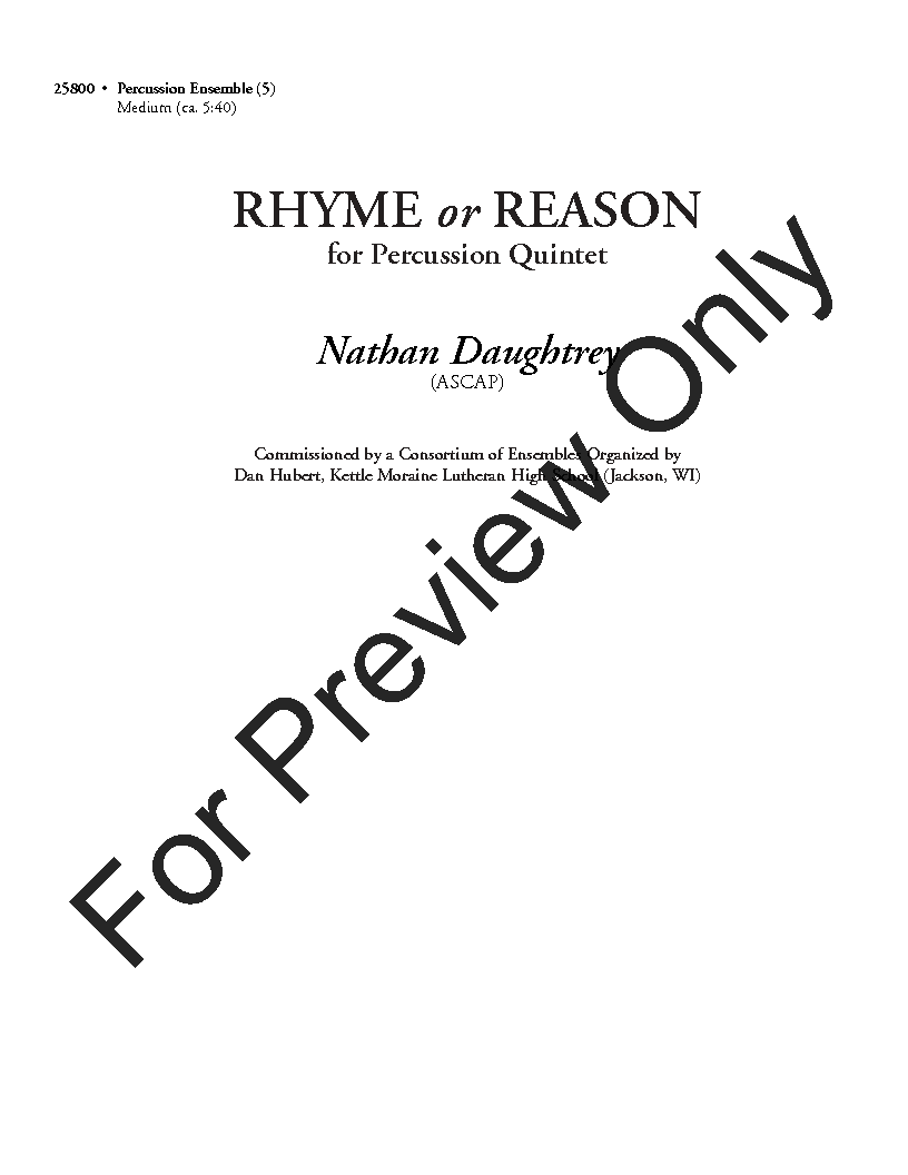 Rhyme or Reason Percussion Quintet