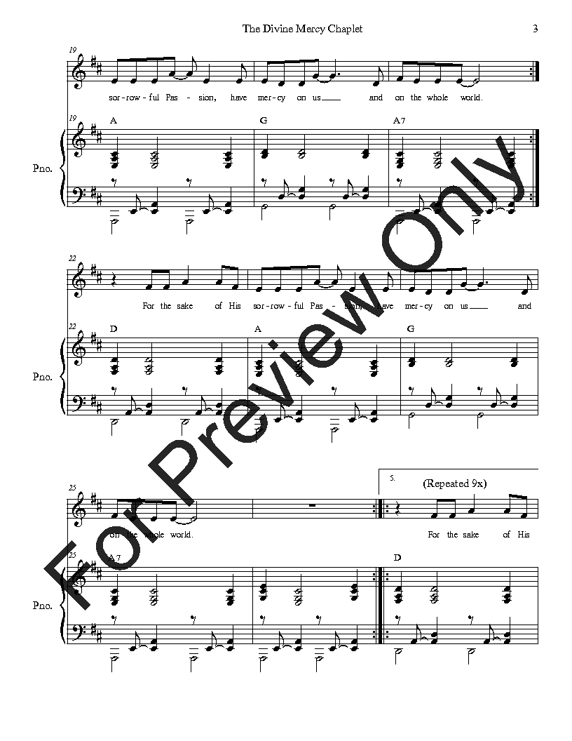 The Divine Mercy Chaplet: Unison choir P.O.D.