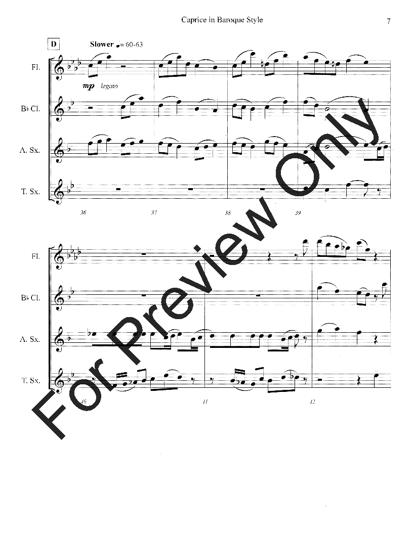 Caprice In Baroque Style Flute/Clarinet/Alto Sax/Tenor Sax Quartet