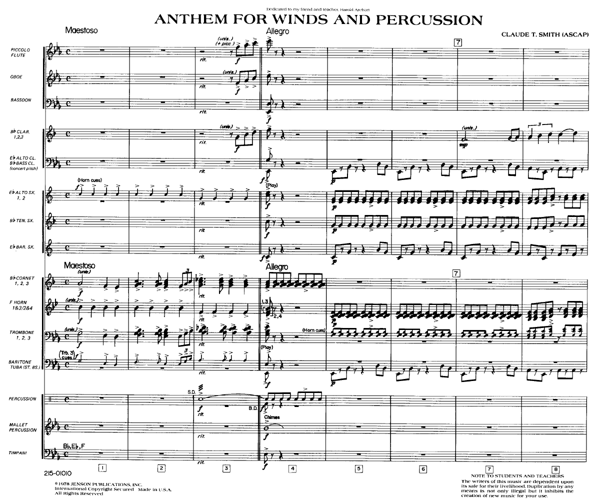 ANTHEM FOR WINDS AND PERCUSSION